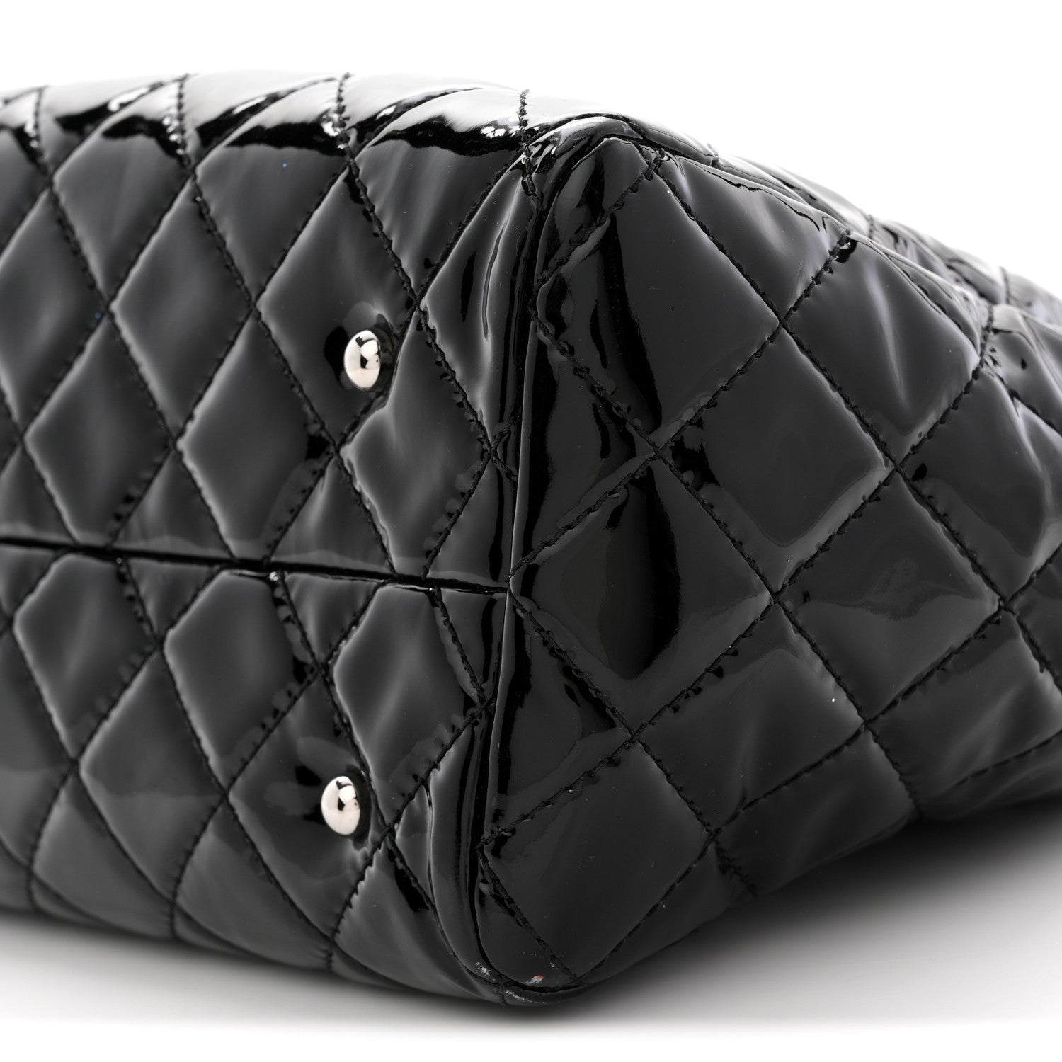 Chanel Patent Quilted Large Coco Shine Shopping Tote Black