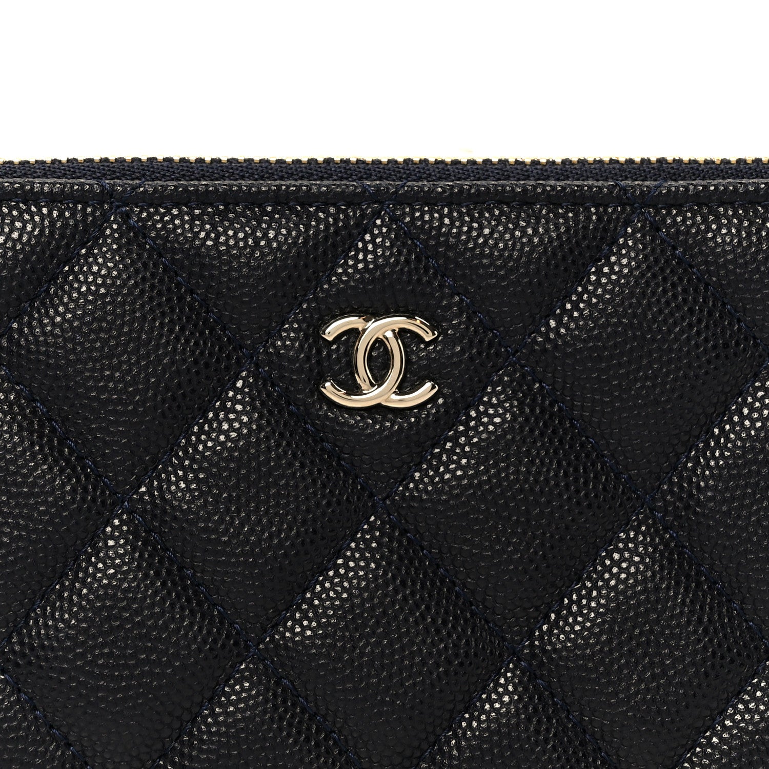 Caviar Quilted Small Cosmetic Case Navy Blue