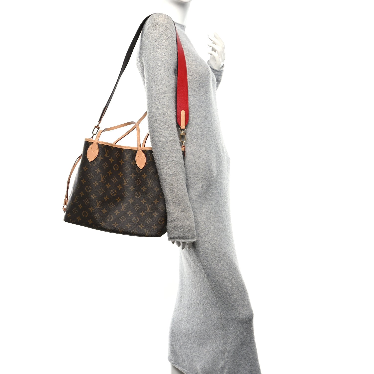 Louis Vuitton Monogram Inside Out Neverfull Bandouliere MM Rouge Sari