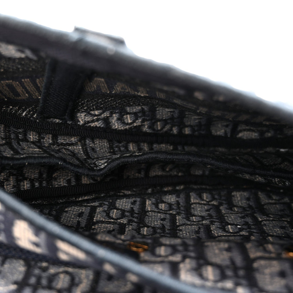 Christian Dior Oblique Embroidered Saddle Bag Blue