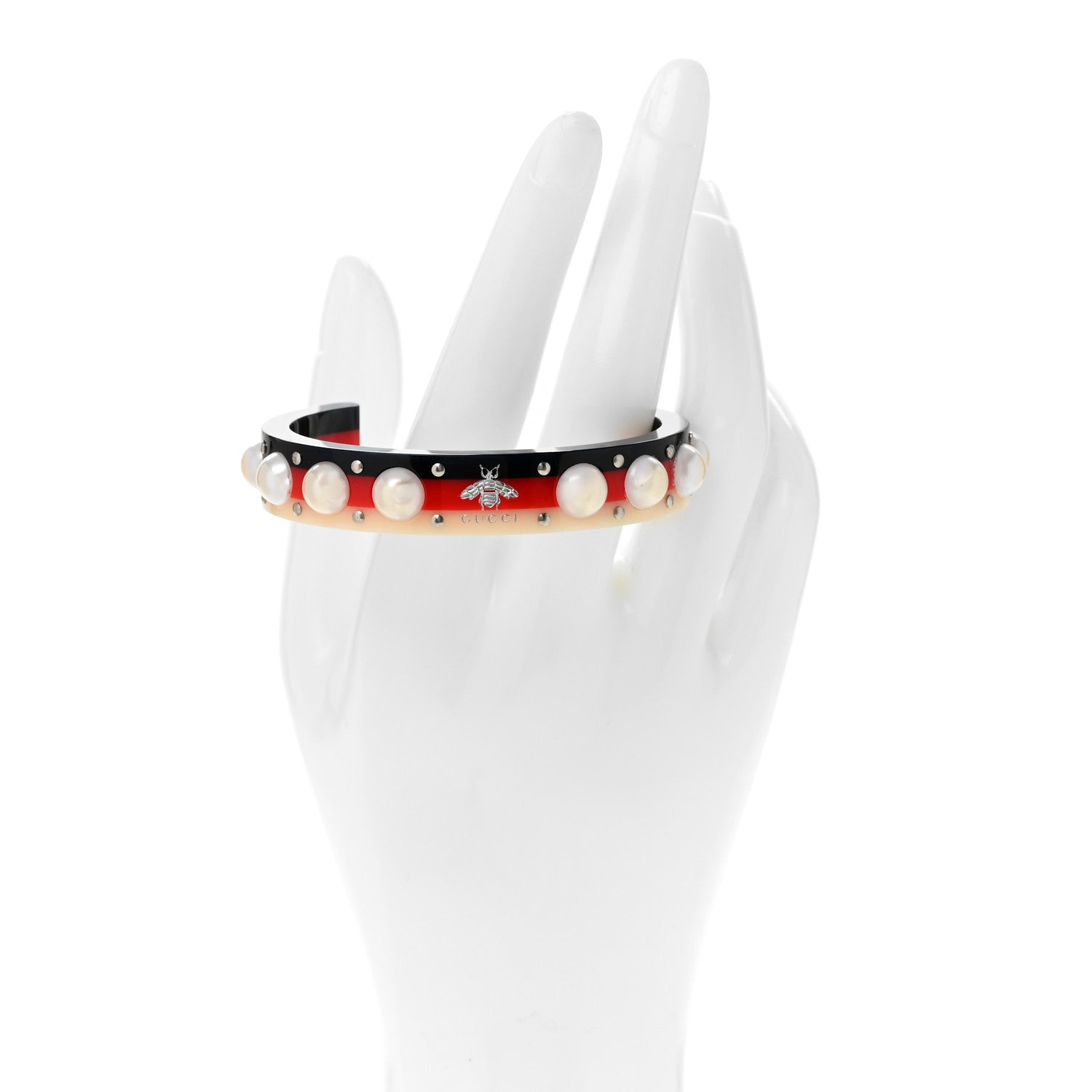 Gucci Web Pearl Cuff  Blue Red White