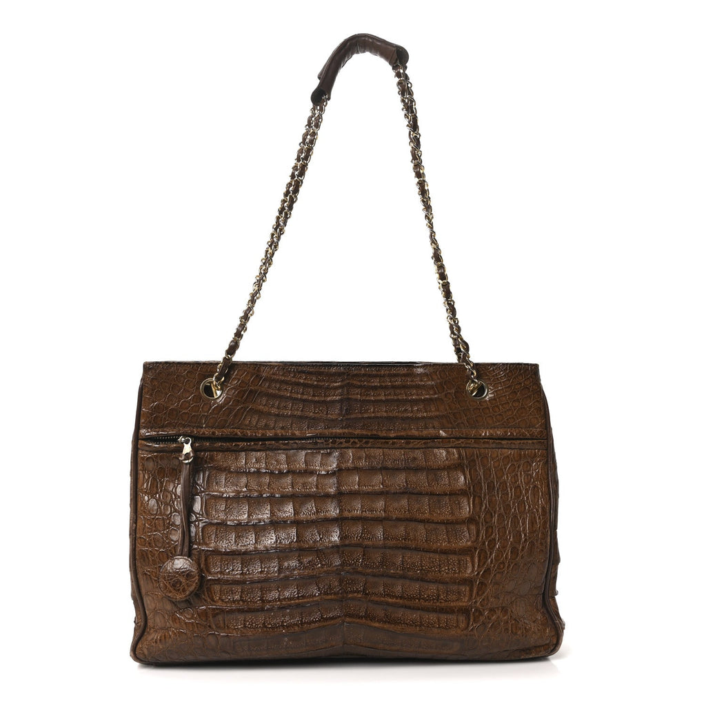 Chanel Alligator Shopping Tote Brown