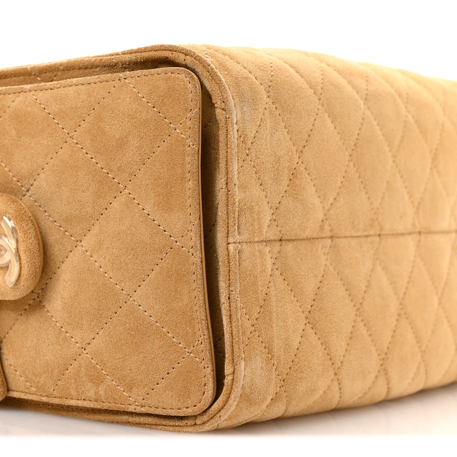 Chanel Suede Quilted Small Chanel 25 Handbag Beige