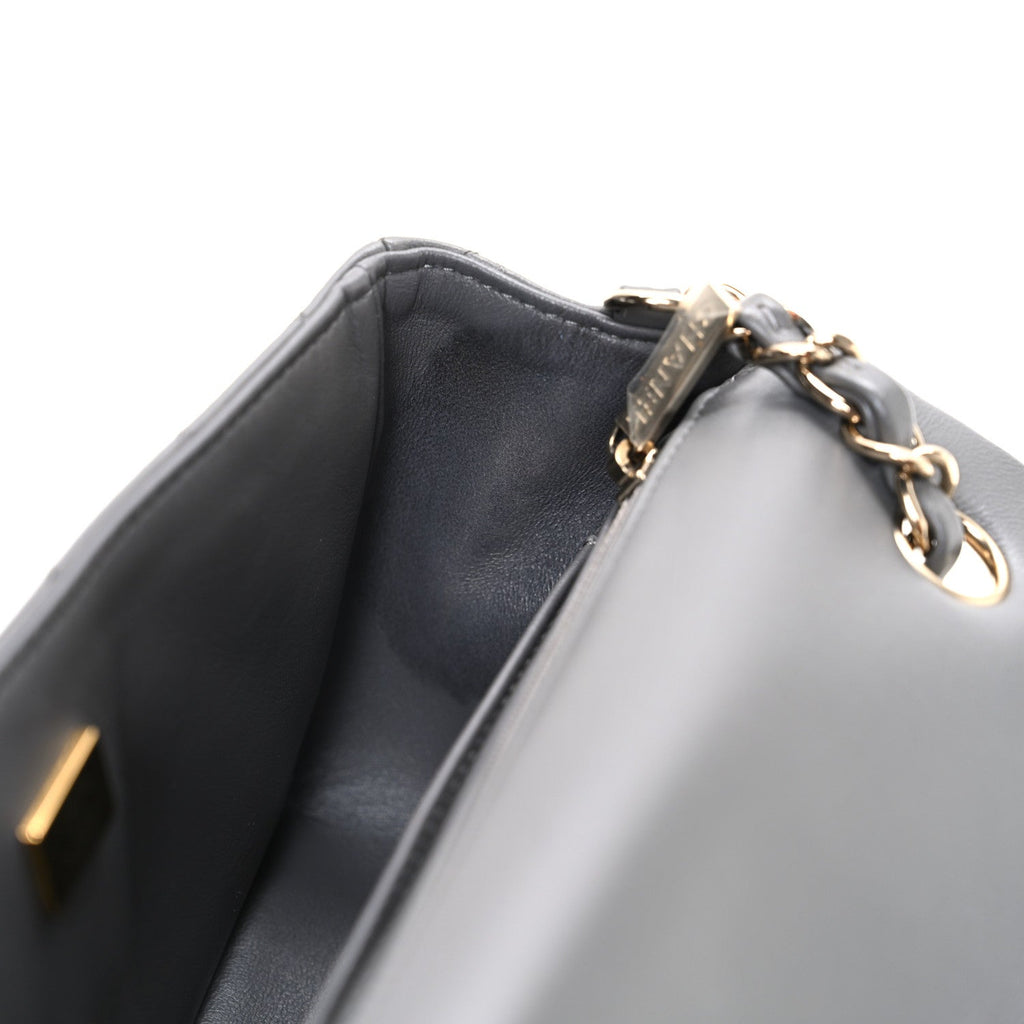 Chanel Lambskin Quilted Mini Rectangular Flap Dark Grey