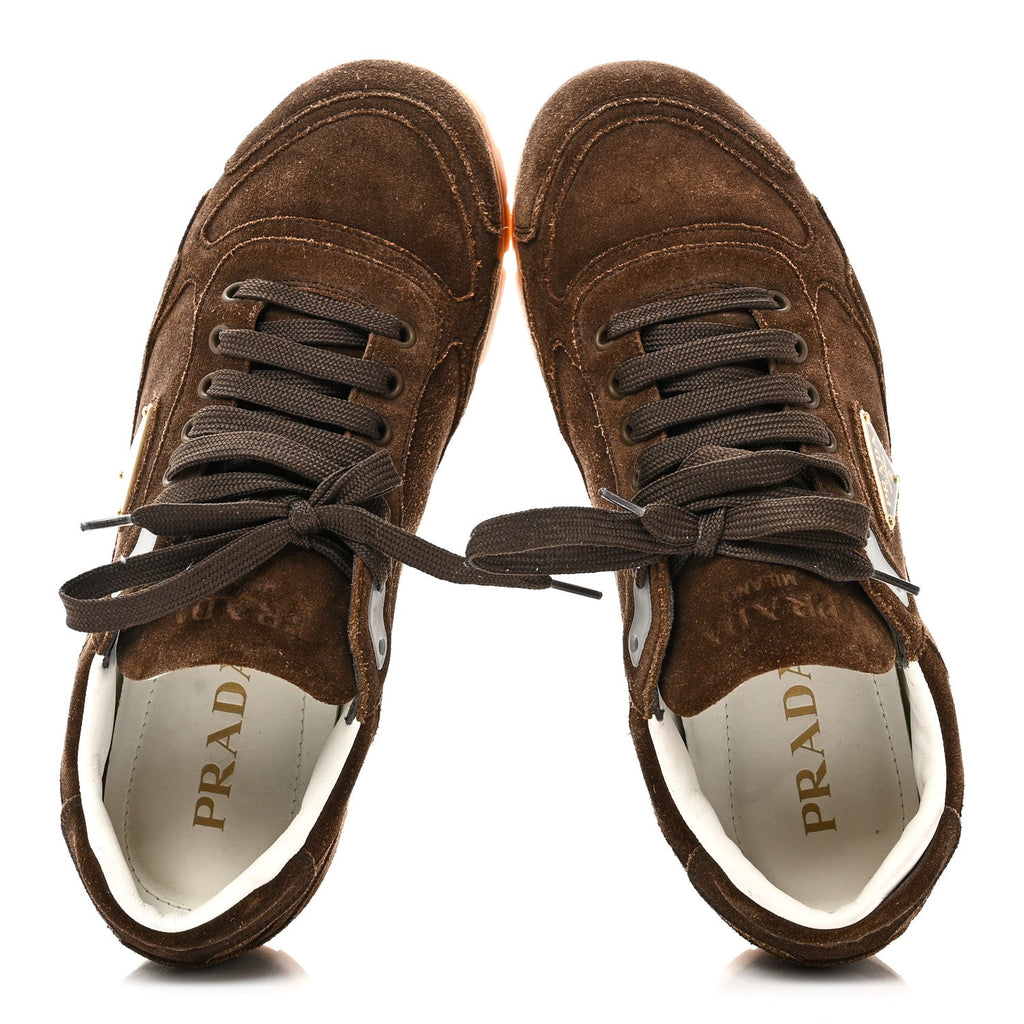 Prada Scamosciato Suede Triangle Mens Trail Sneakers 7 Moro