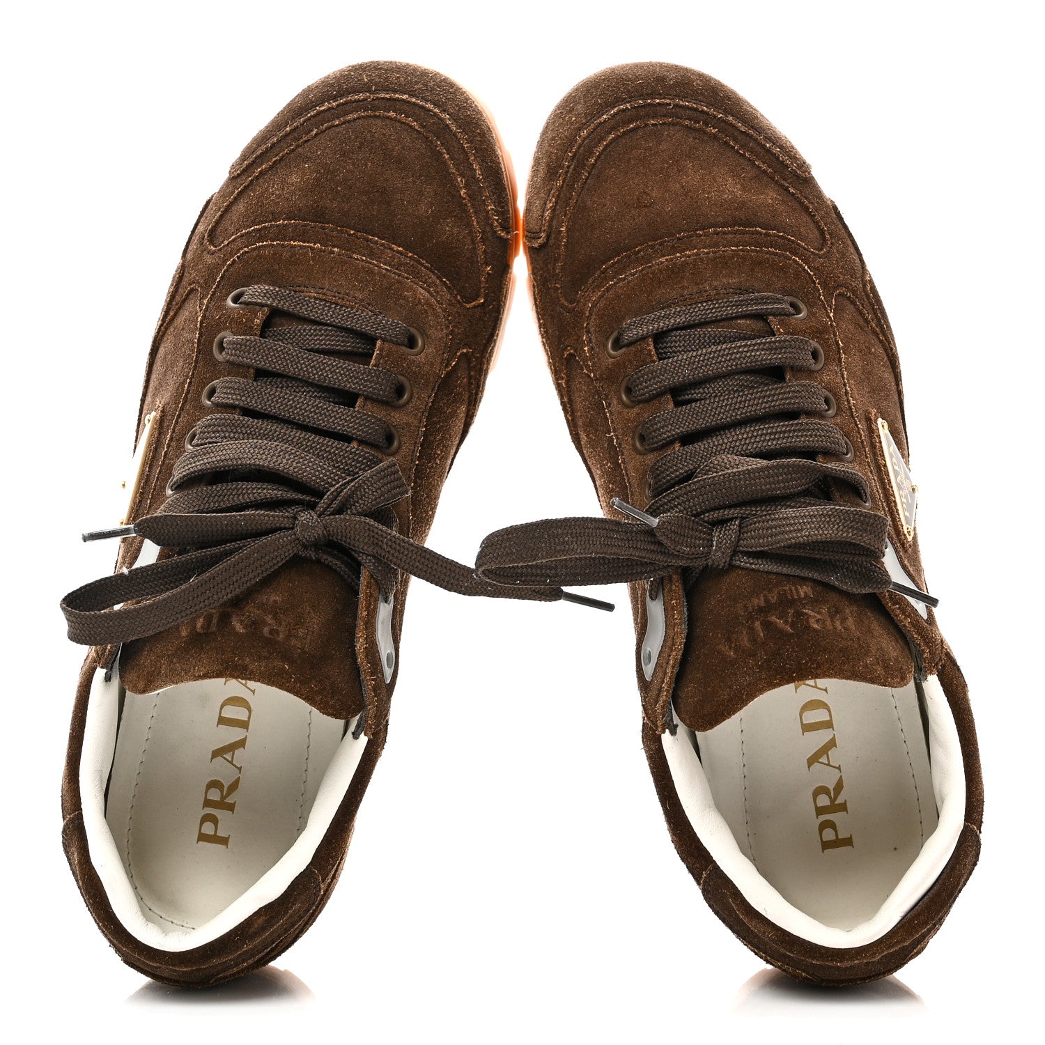Prada Scamosciato Suede Triangle Mens Trail Sneakers 7 Moro