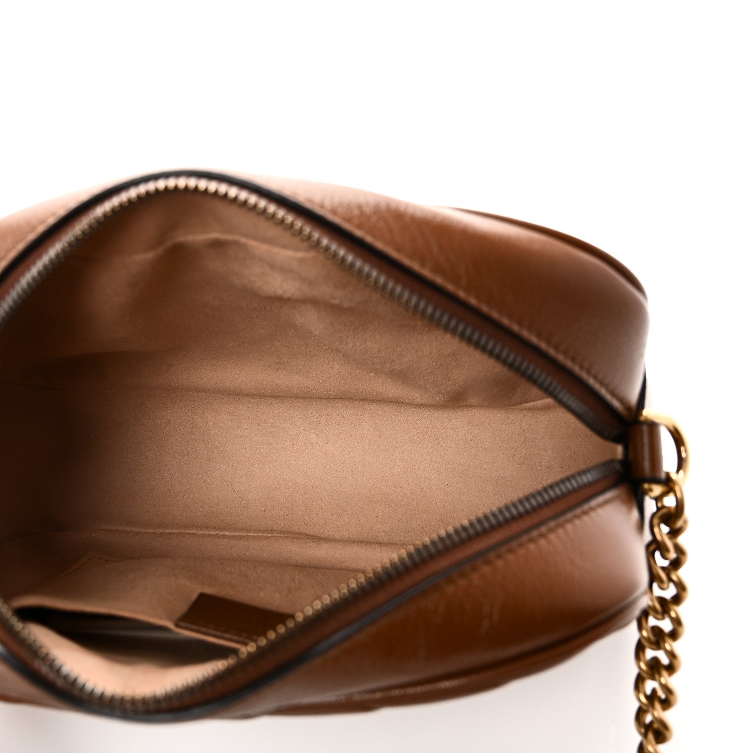 Gucci Glazed Calfskin Matelasse Diagonal Small GG Marmont Chain Shoulder Bag Cuir