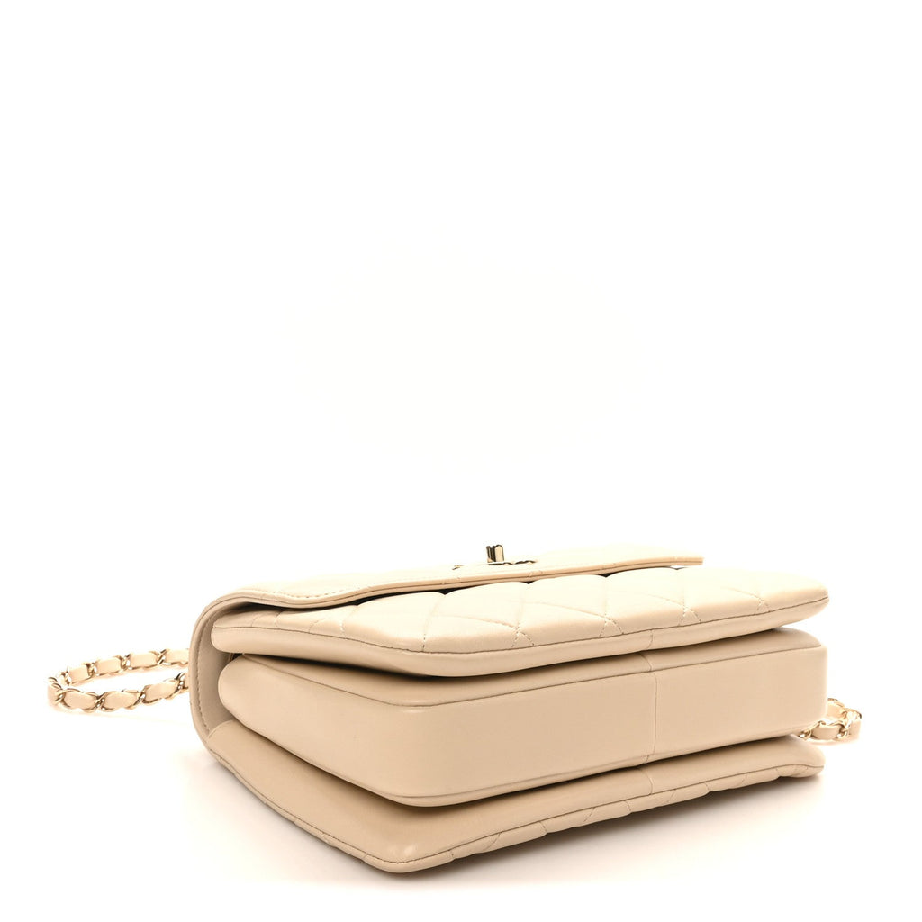 Chanel Lambskin Quilted Small Trendy CC Dual Handle Flap Bag Light Beige