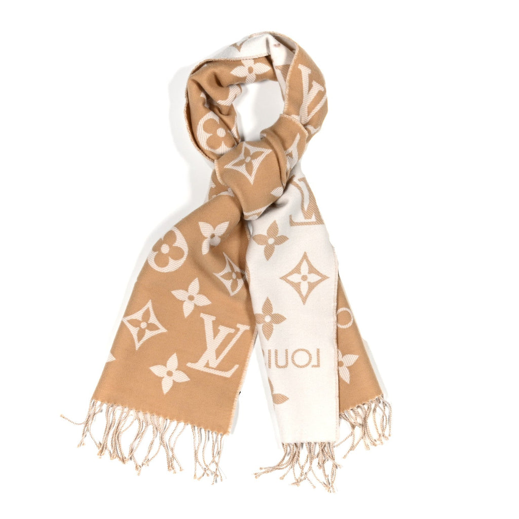Louis Vuitton Wool Monogram LV Essential Scarf Beige