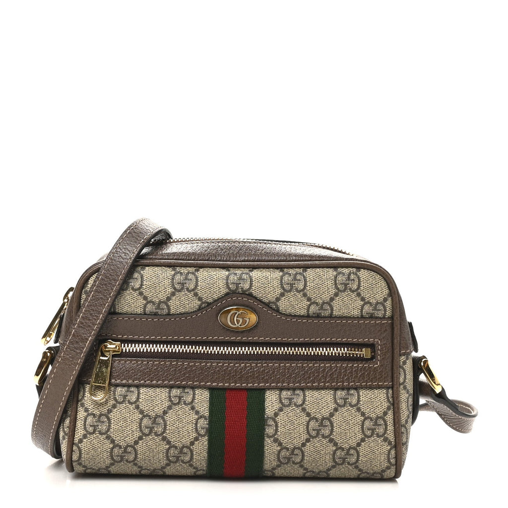 Gucci GG Supreme Monogram Web Mini Ophidia Shoulder Bag Brown
