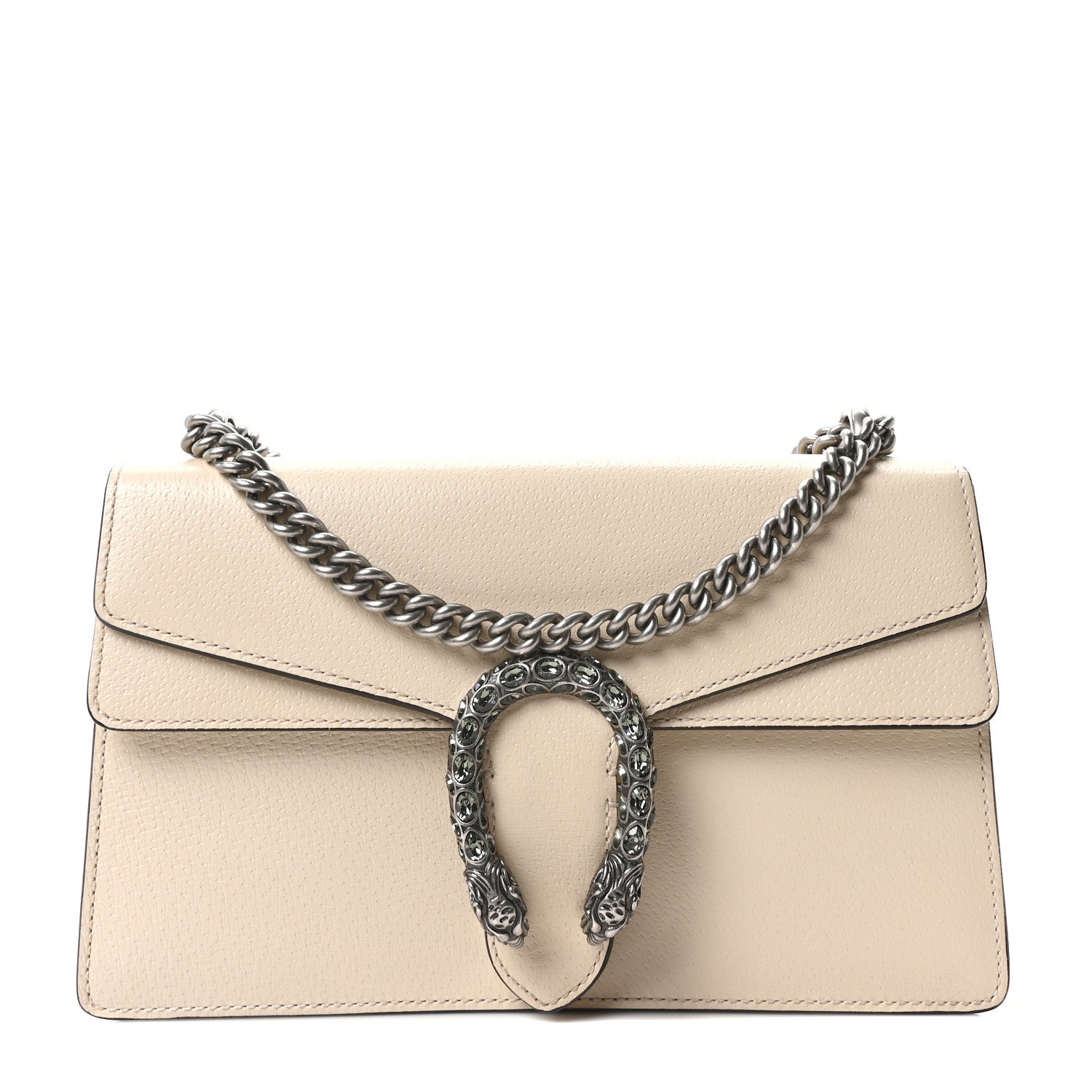 Gucci Textured Calfskin Crystal Small Dionysus Shoulder Bag Mystic White