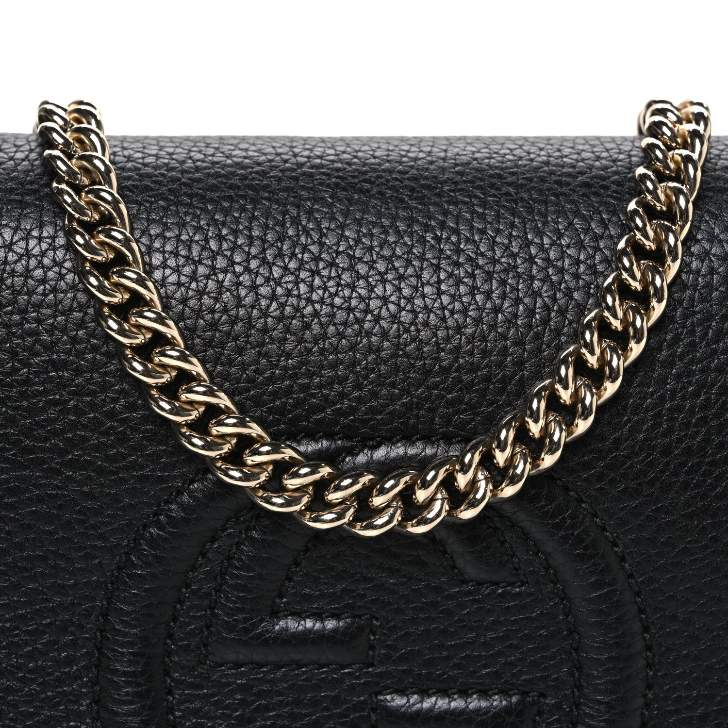 Gucci Pebbled Calfskin Medium Soho Flap Crossbody Black