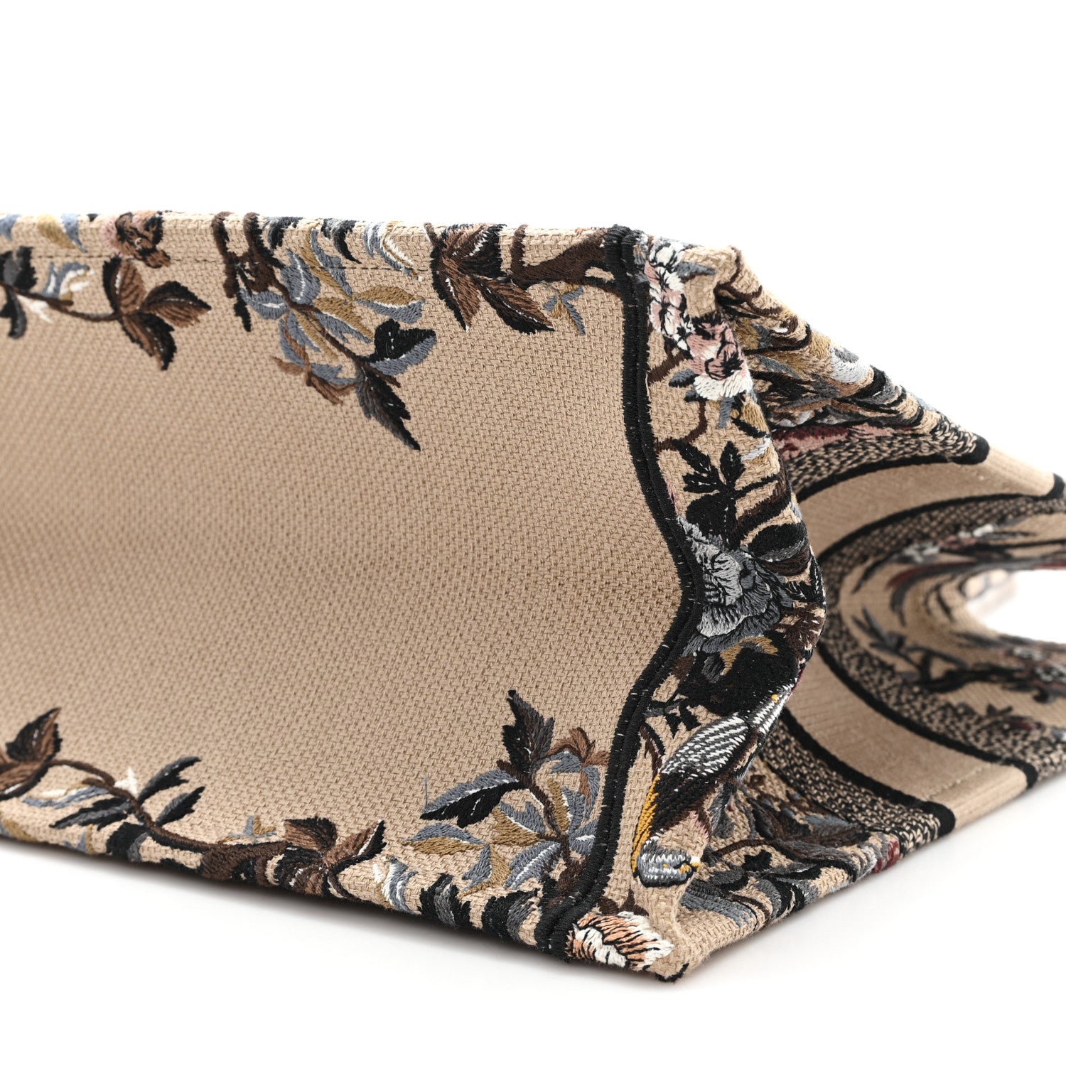 Christian Dior Canvas Embroidered Jardin D'Hiver Medium Book Tote Beige Multicolor