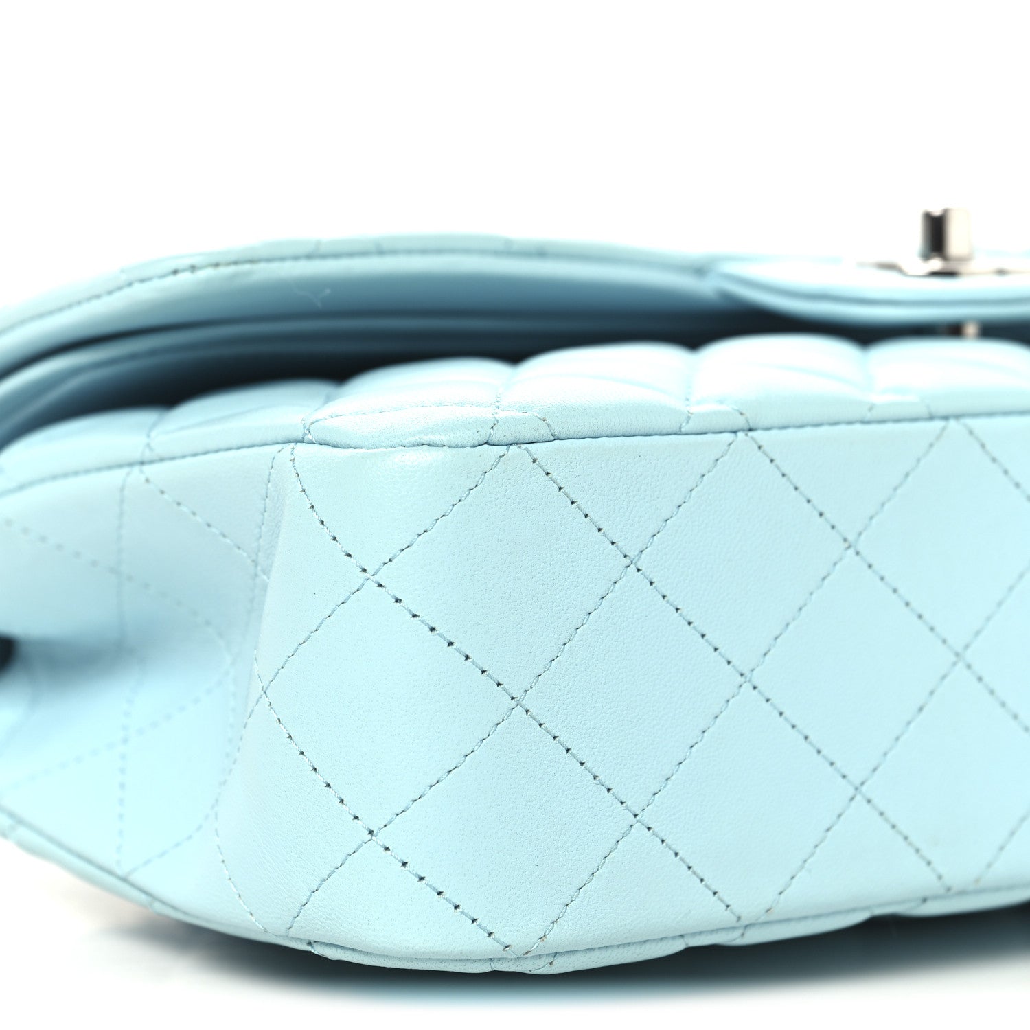 Chanel Lambskin Quilted Medium Double Flap Light Blue