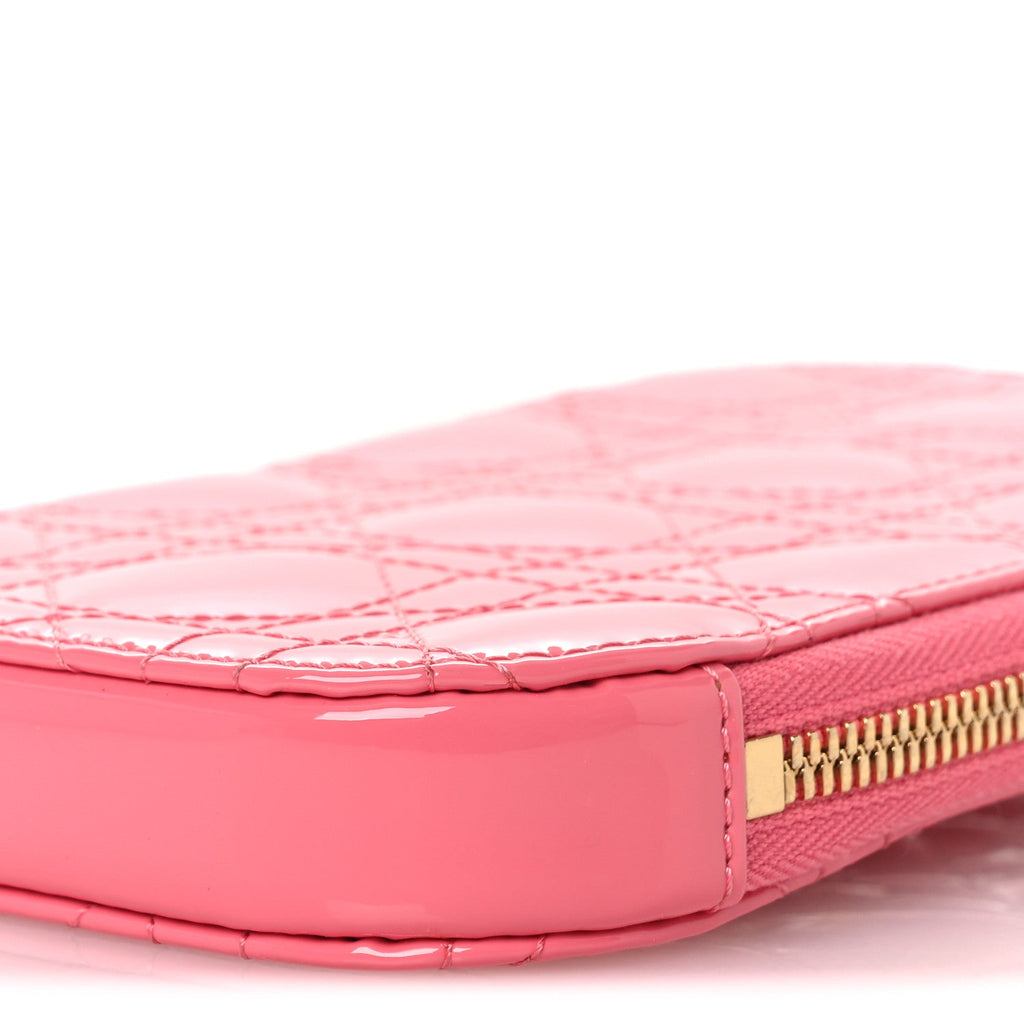 Christian Dior Patent Cannage Lady Dior Phone Holder Pink