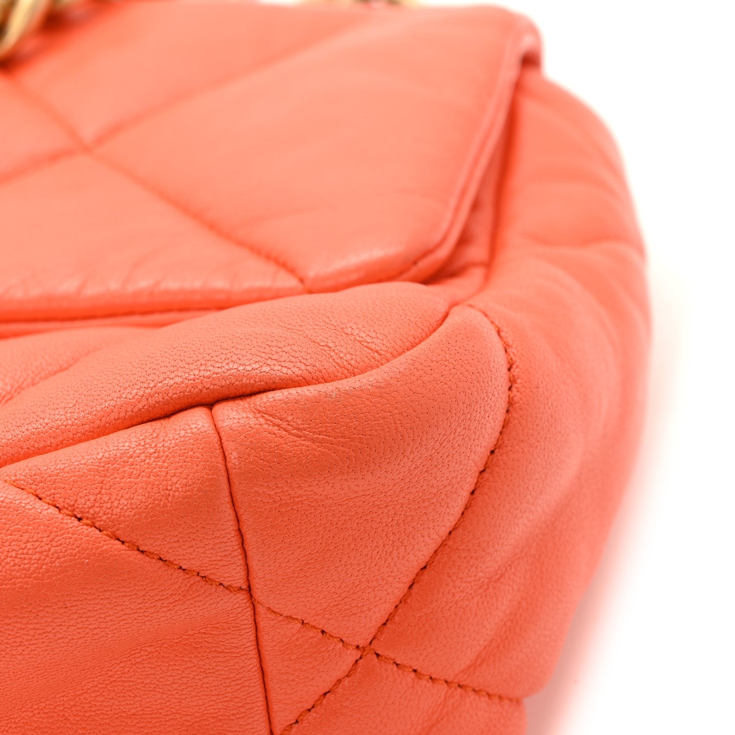 Chanel Goatskin Quilted Medium Chanel 19 Flap Orange