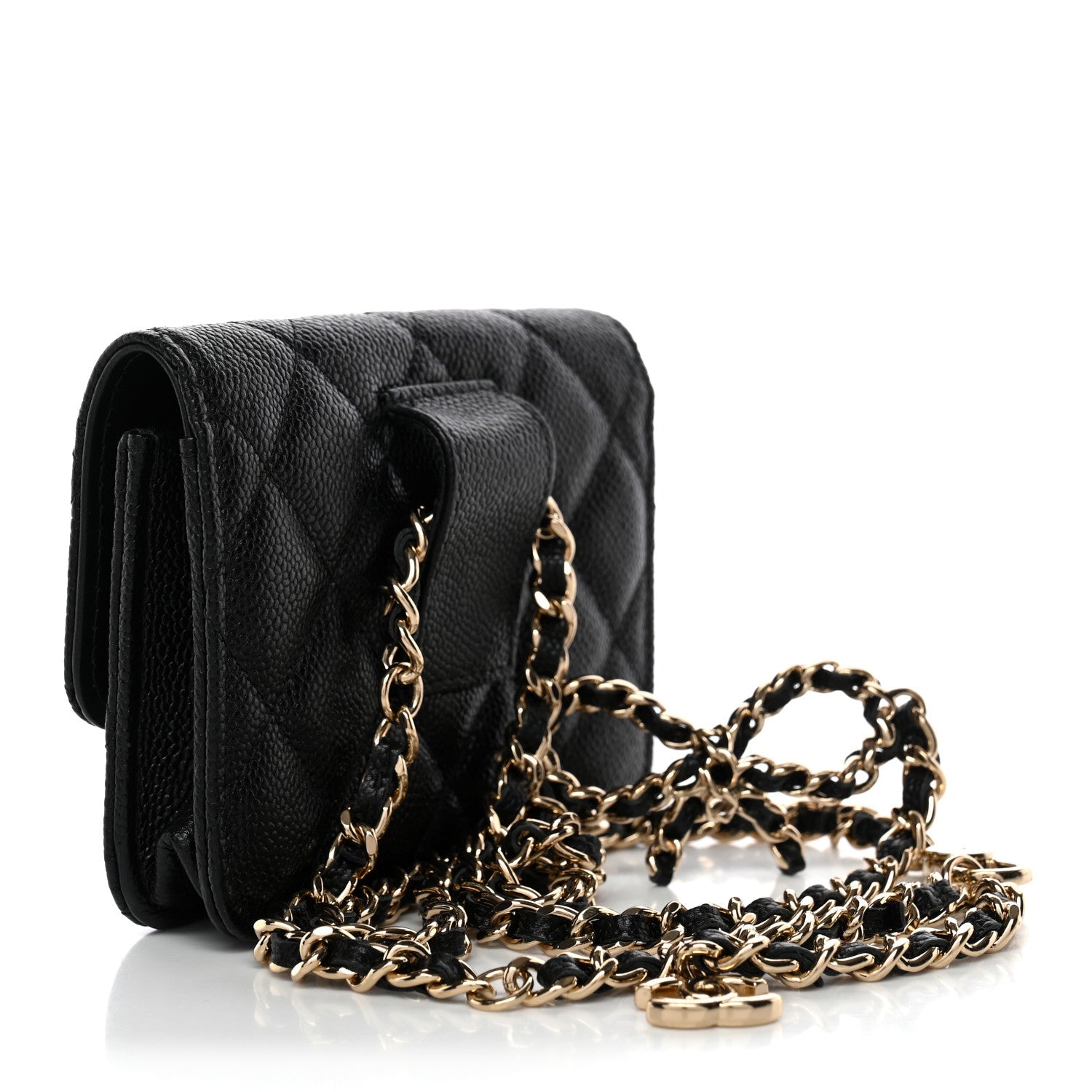 Caviar Quilted Bow Belt Bag Black