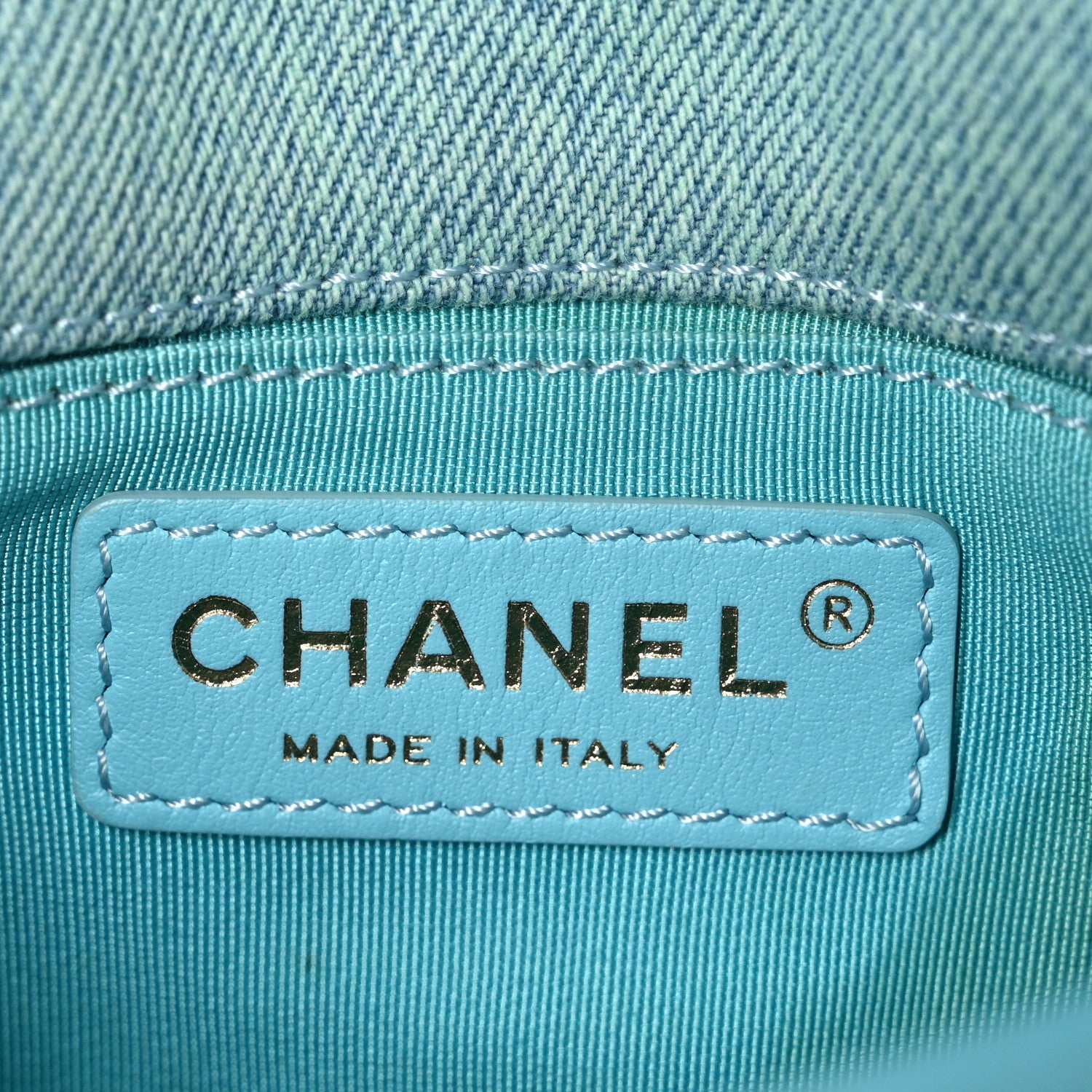 Chanel Denim Quilted Small Messenger Flap Neon Blue