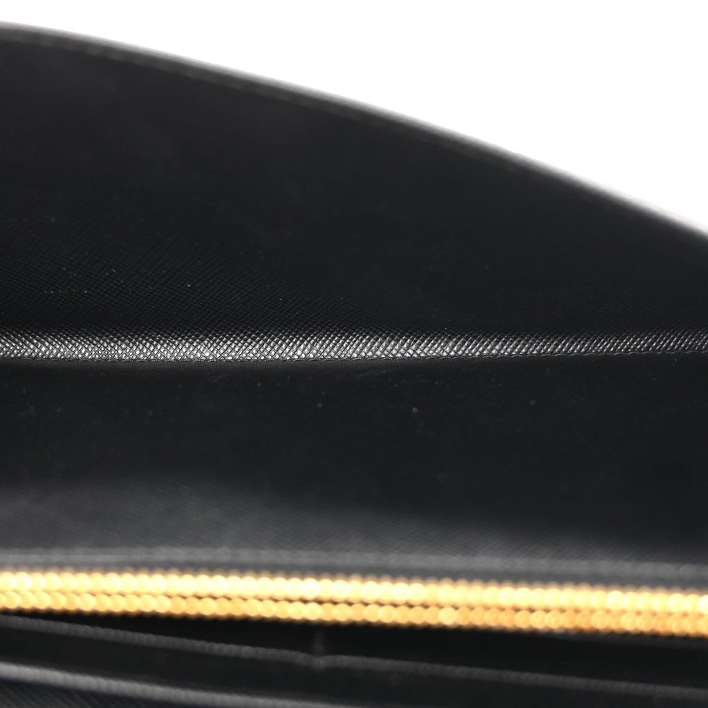 Prada Saffiano Metal Oro Chain Wallet Black