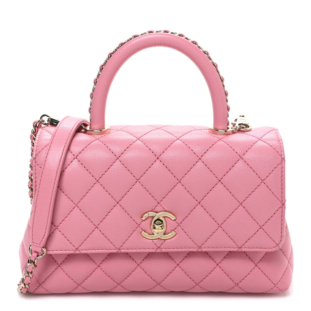 Chanel Caviar Quilted Mini Coco Chain Handle Flap Pink