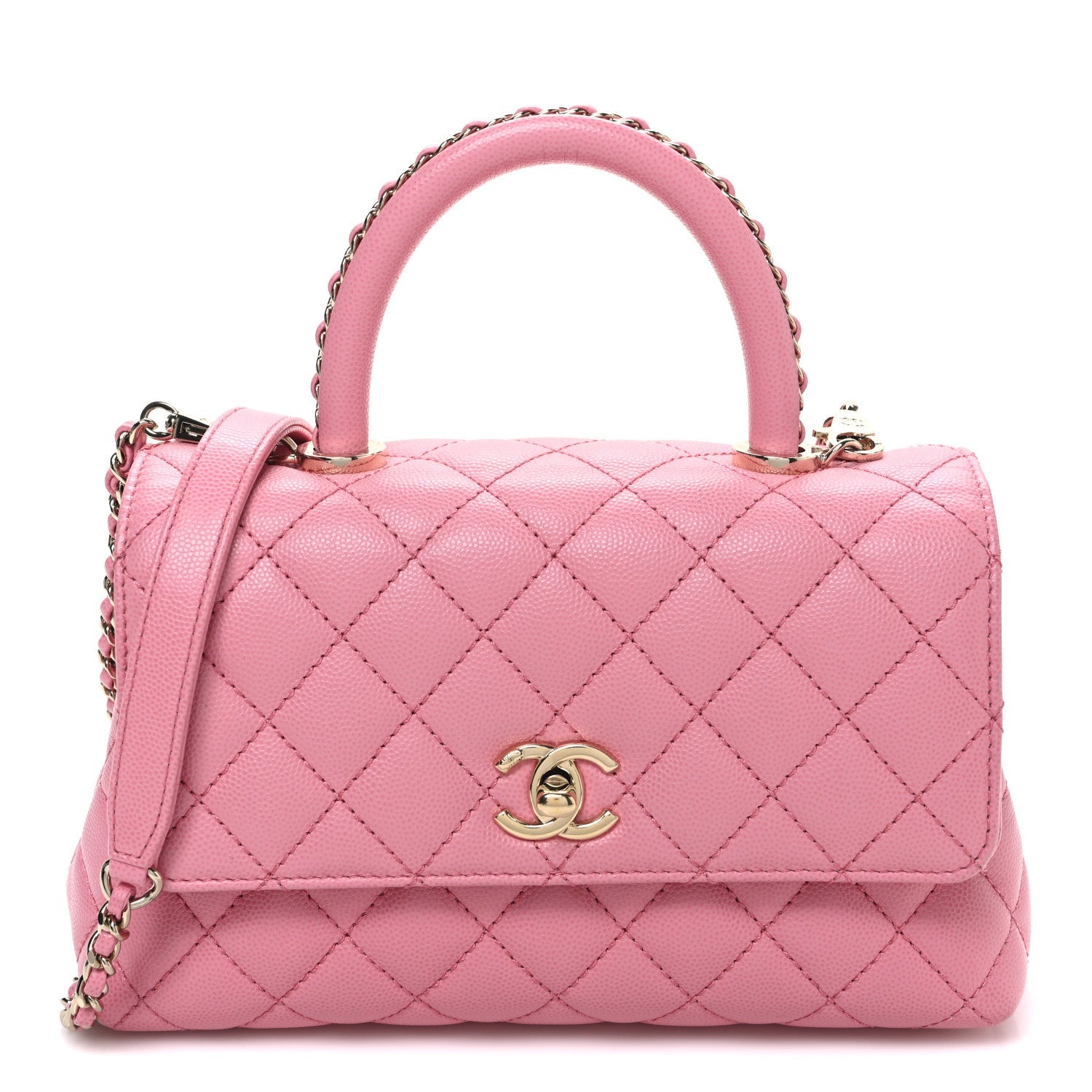 Chanel Caviar Quilted Mini Coco Chain Handle Flap Pink