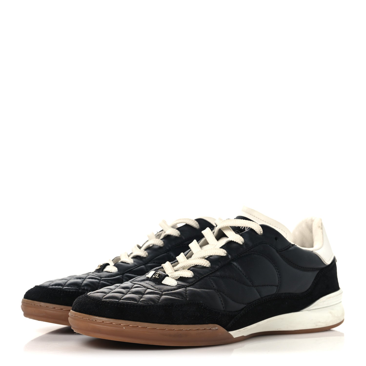 Chanel Suede Calfskin Quilted Sneakers 41 Black