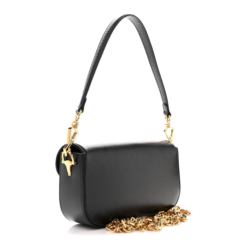 Gucci Azalea Calfskin Small Horsebit 1955 Chain Shoulder Bag Black