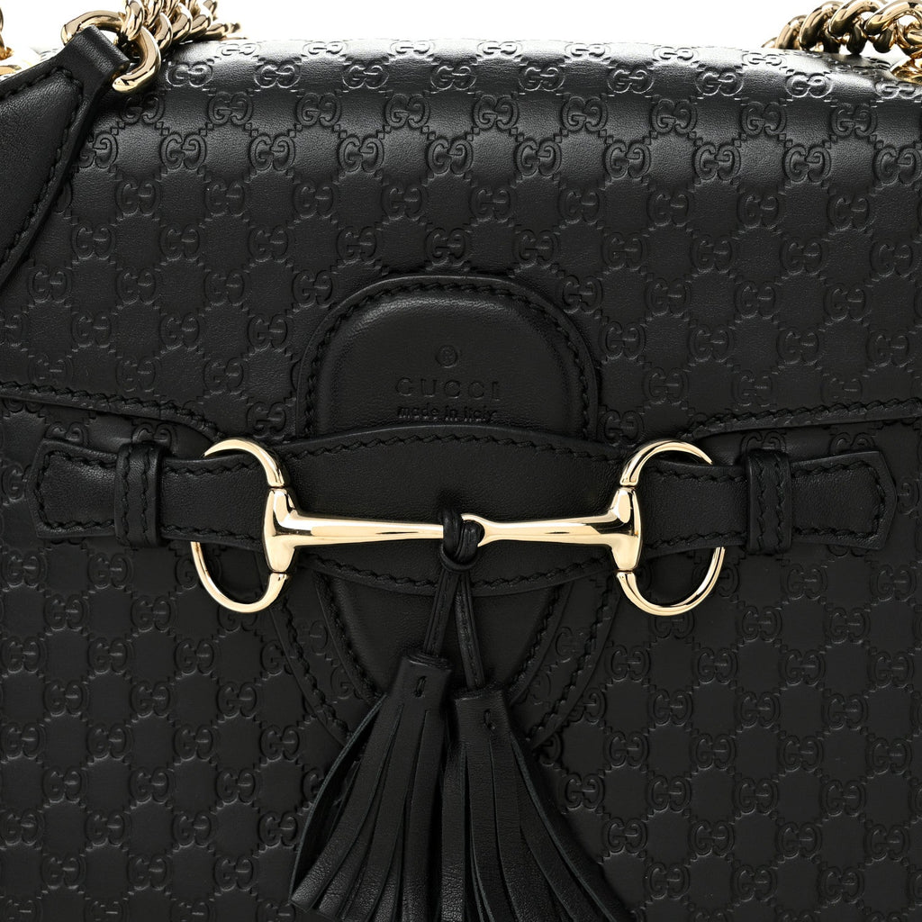 Gucci Microguccissima Medium Emily Chain Shoulder Bag Black