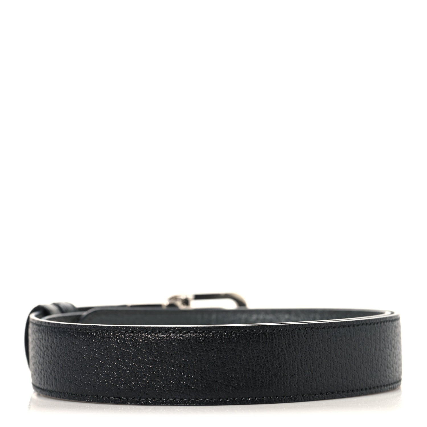 Gucci Textured Dollar Calfskin Squared Interlocking G 30mm Reversible Belt 85 34 Black