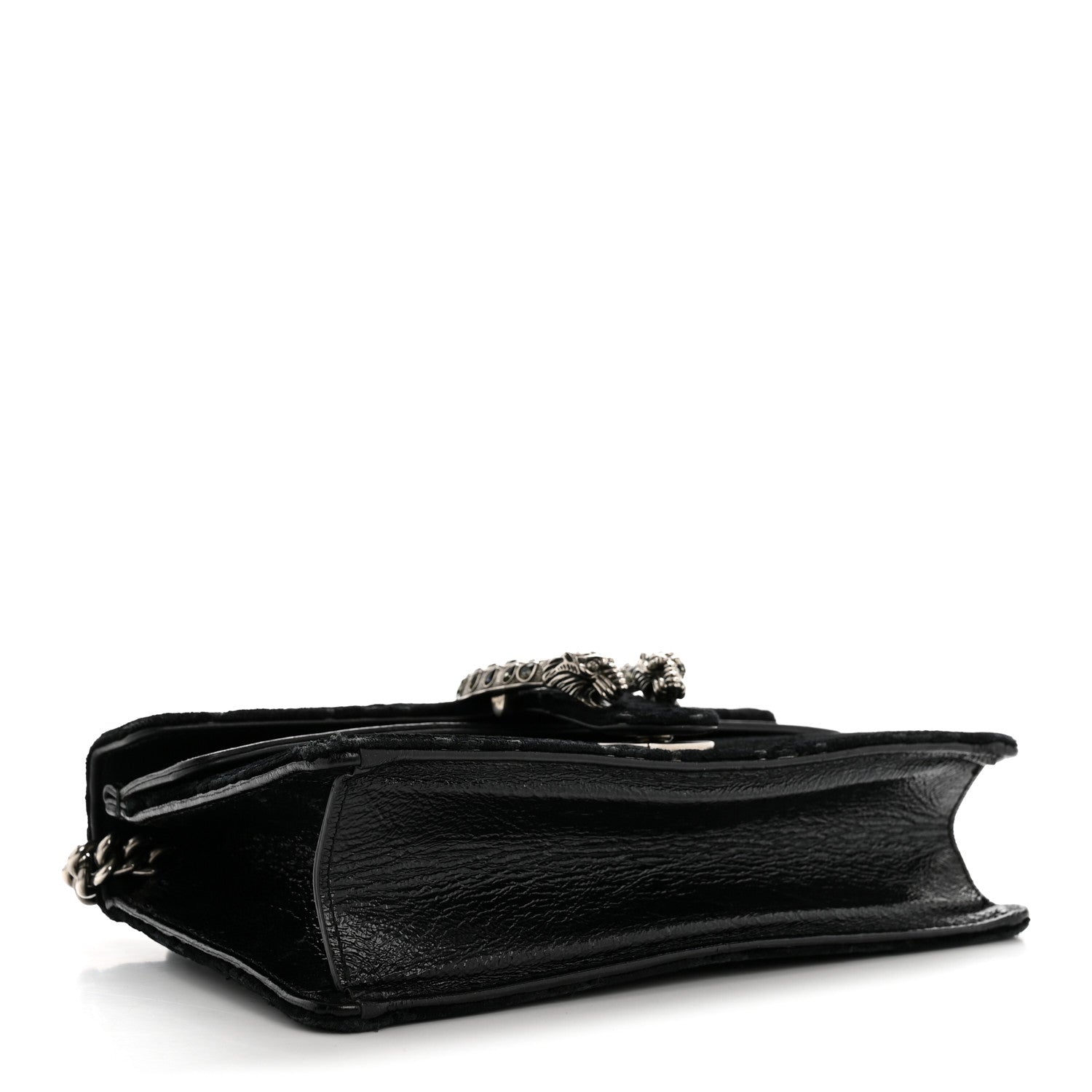 Gucci Velvet Skipper Crystal GG Monogram Small Dionysus Shoulder Bag Black Black Diamond