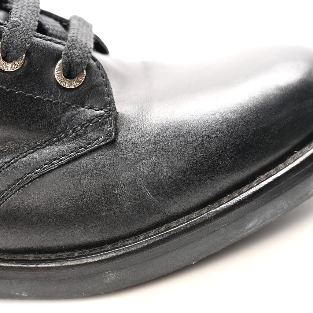 Calfskin Lace Up Combat Boots  39.5 Black