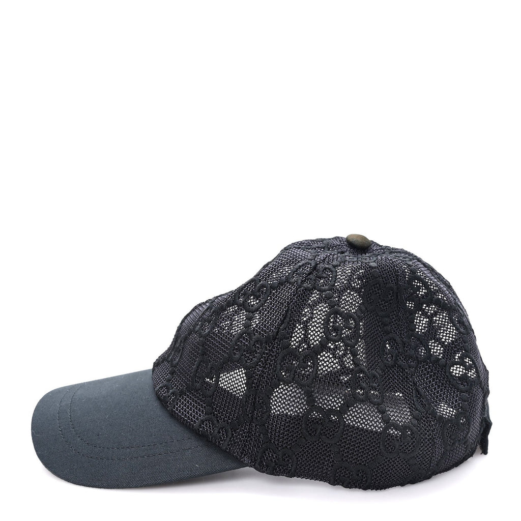 Gucci Mesh GG Monogram Shivali Baseball Hat M Black