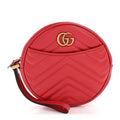 Gucci Calfskin Matelasse GG Marmont Round Wrist Wallet Hibiscus Red