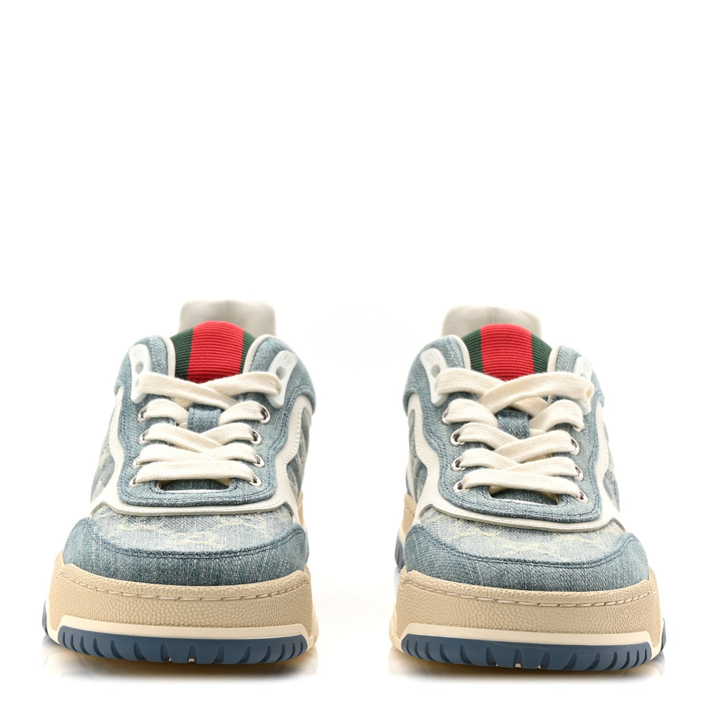 Gucci Denim GG Monogram Womens Re-Web Sneakers 35 Light Blue