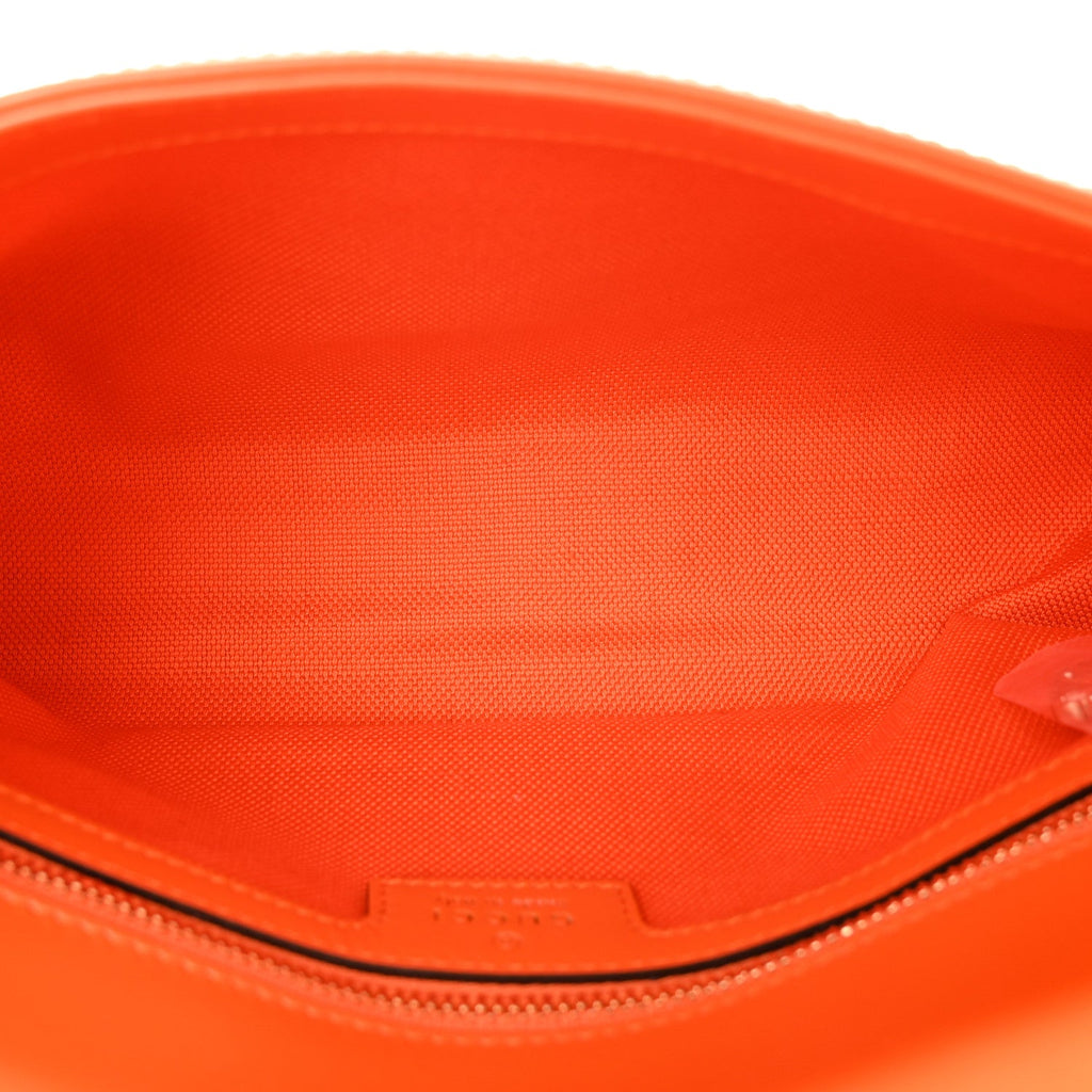 Gucci GG Monogram Textured Dollar Calfskin Small Luce Shoulder Bag Orange
