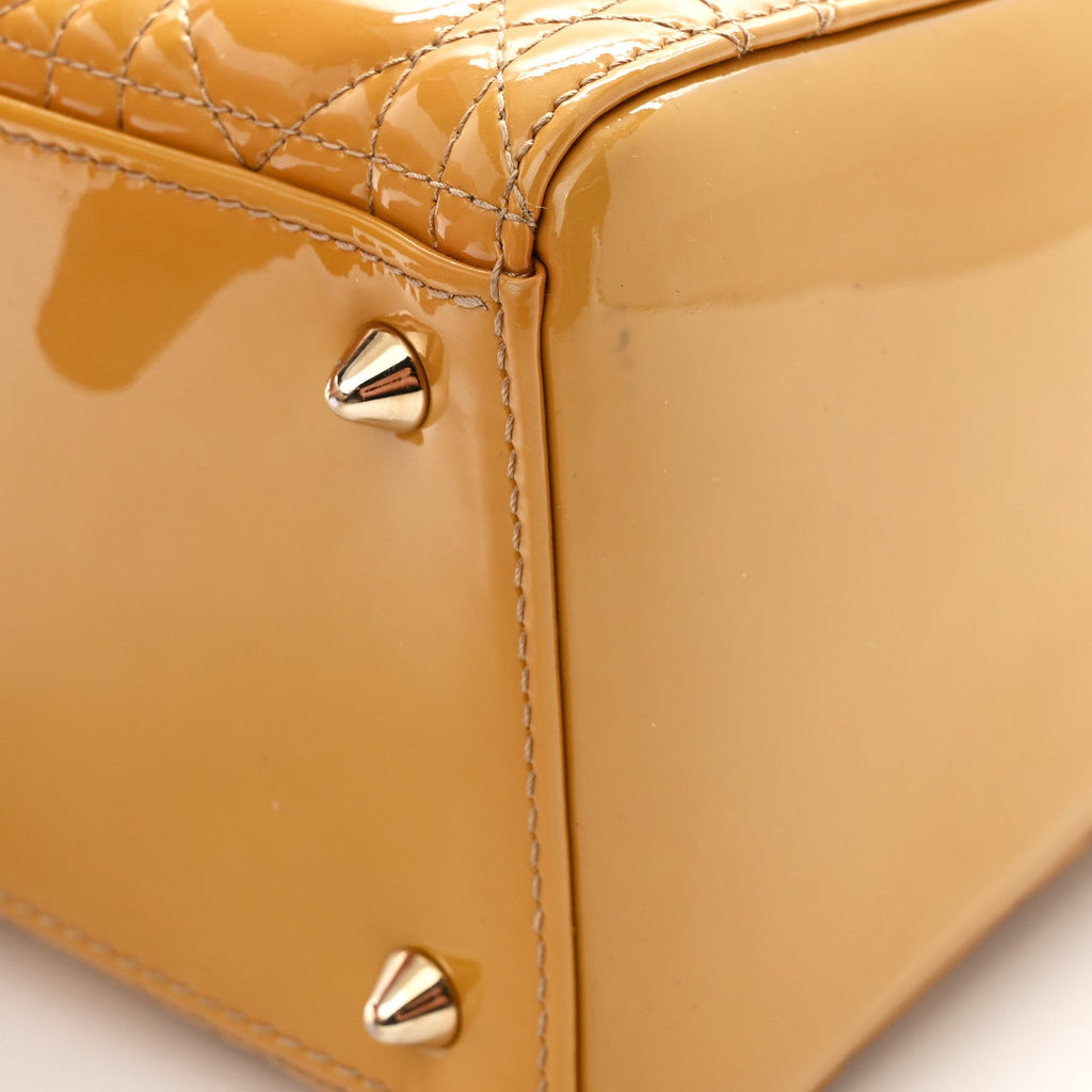 Christian Dior Patent Cannage Medium Lady Dior Dark Beige