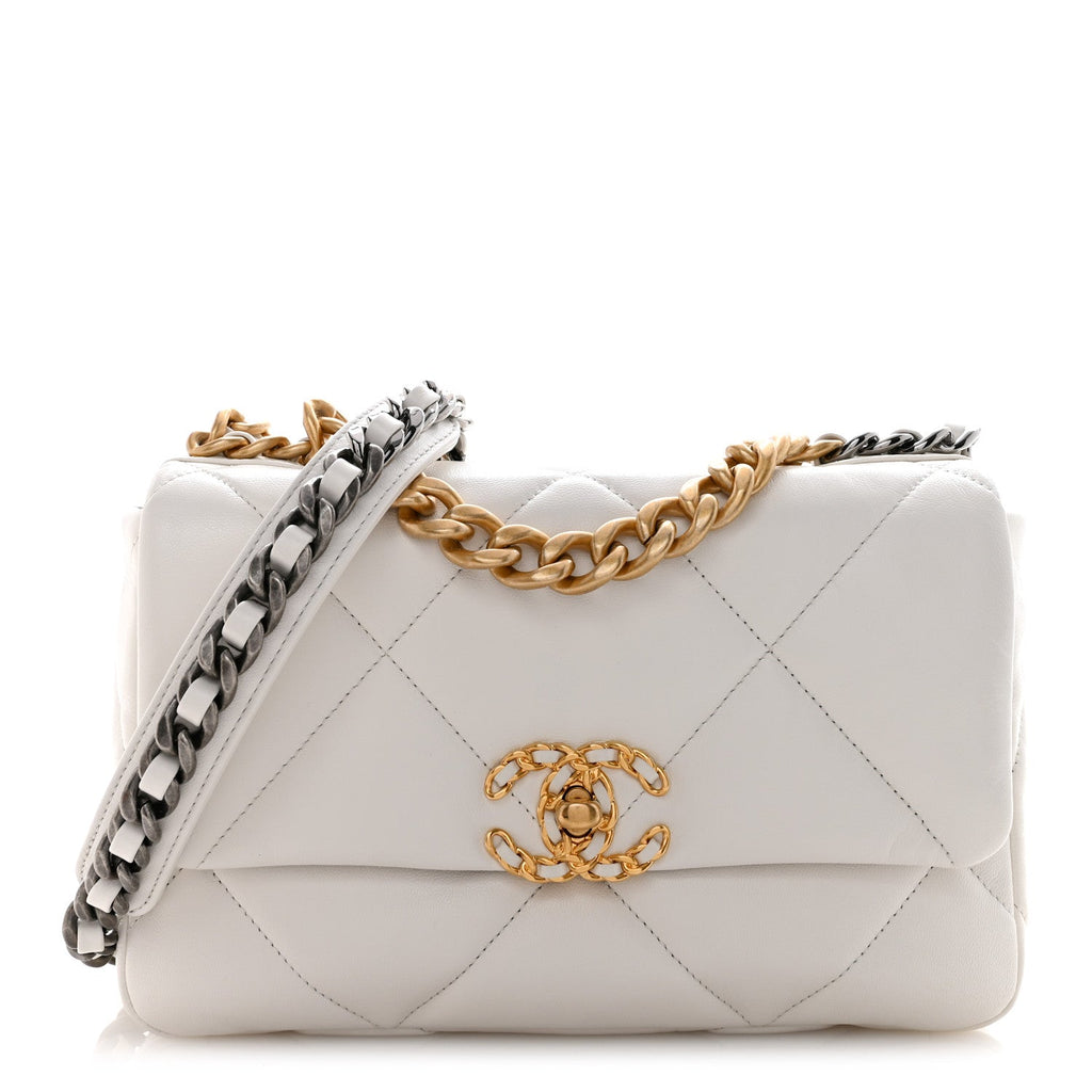 Chanel Goatskin Quilted Medium Chanel 19 Flap White