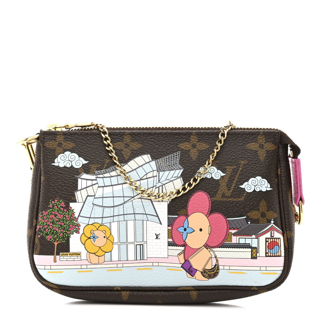 Louis Vuitton Monogram 2022 Christmas Animation Seoul Mini Pochette Accessories Fuchsia