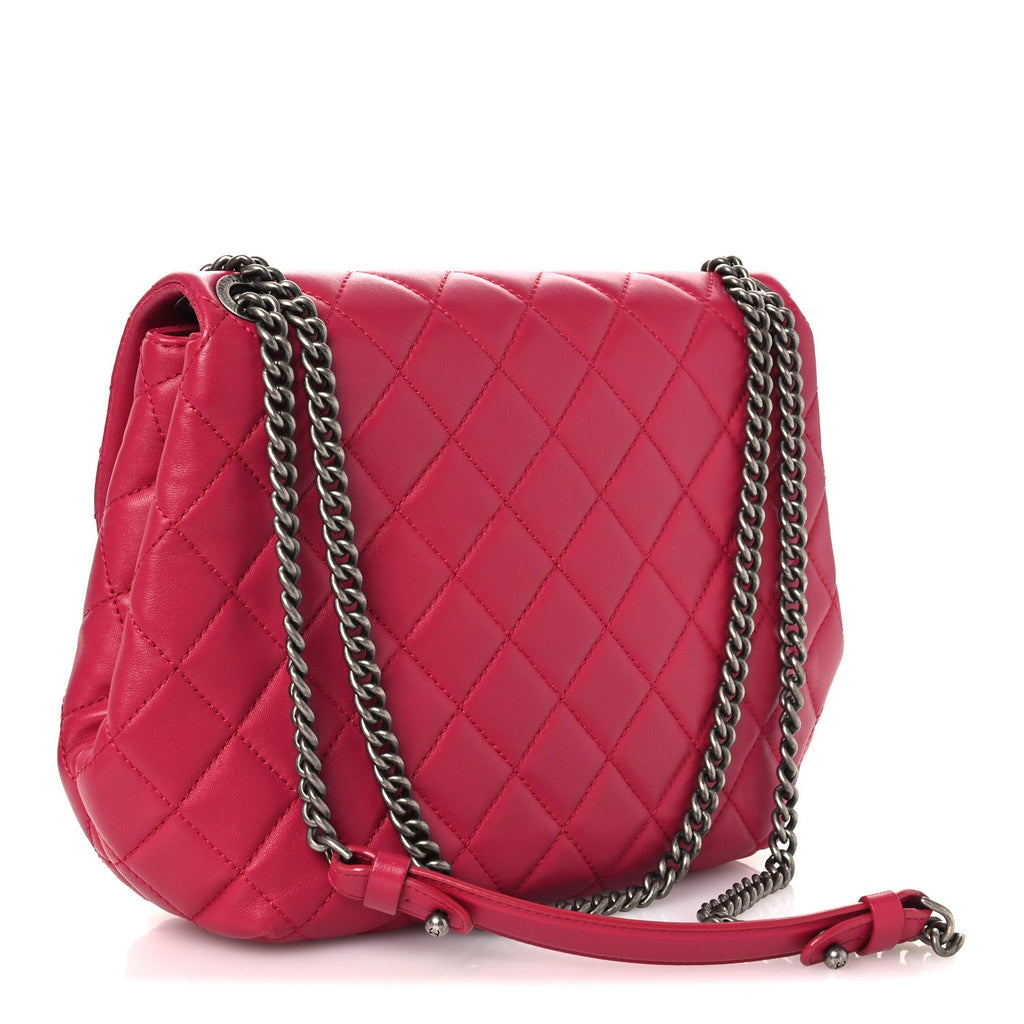 Chanel Lambskin Quilted Large Daily Supple Flap Dark Pink
