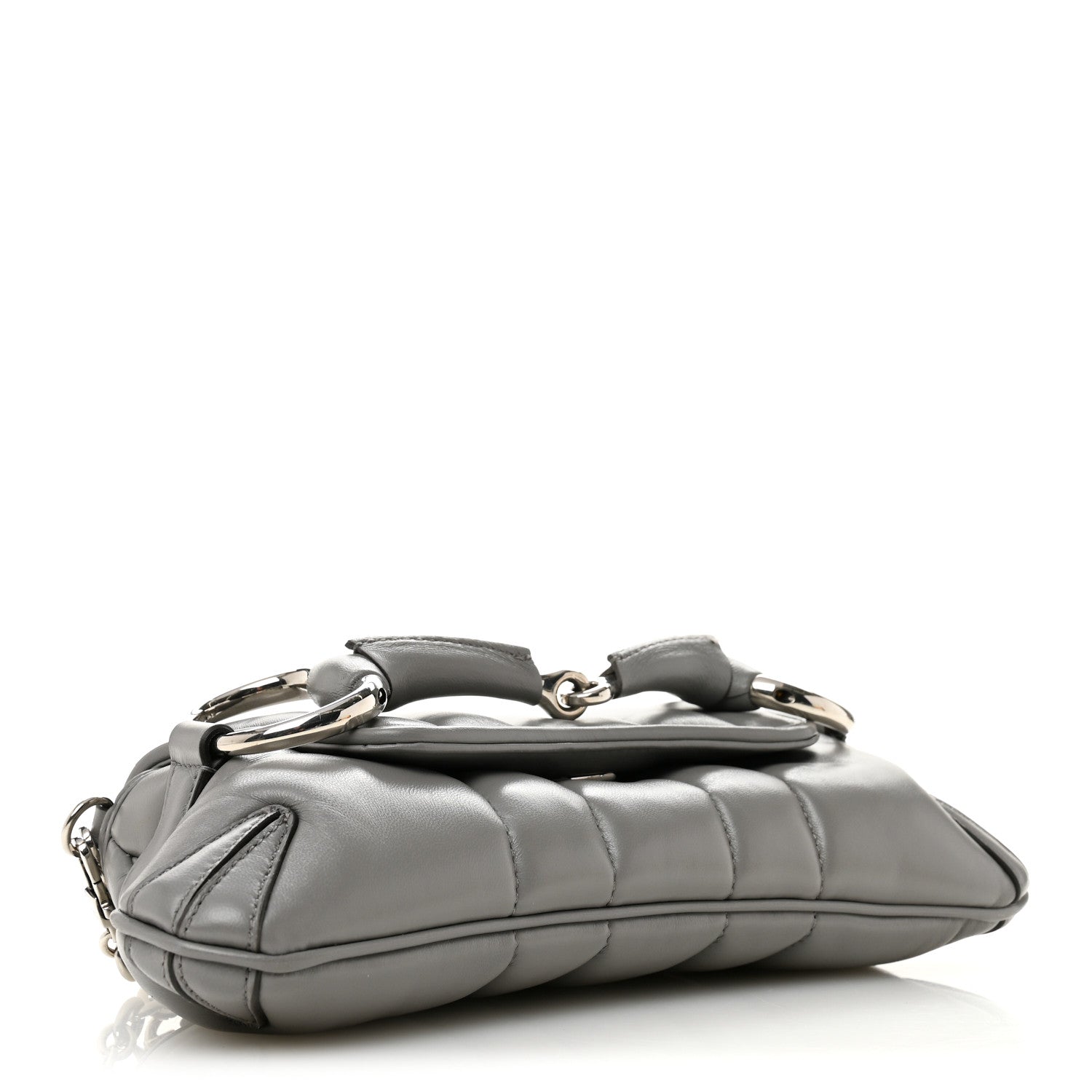Gucci Nappa Vertical Matelasse Small Maxi Horsebit Chain Shoulder Bag Gray