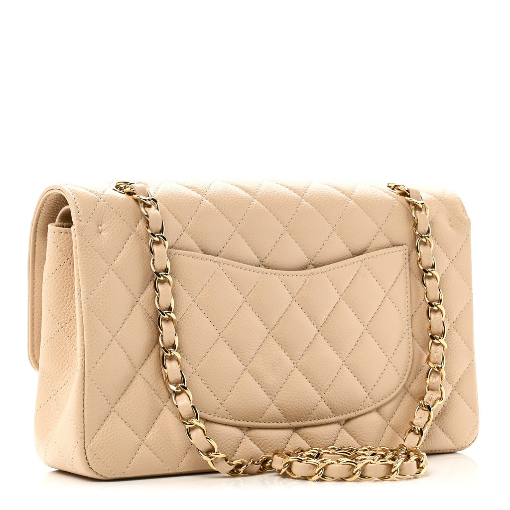 Chanel Caviar Quilted Medium Double Flap Beige