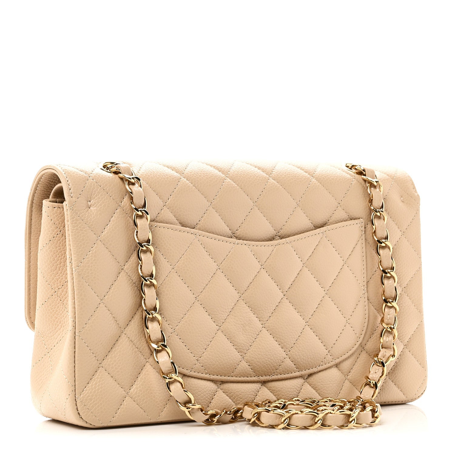Chanel Caviar Quilted Medium Double Flap Beige