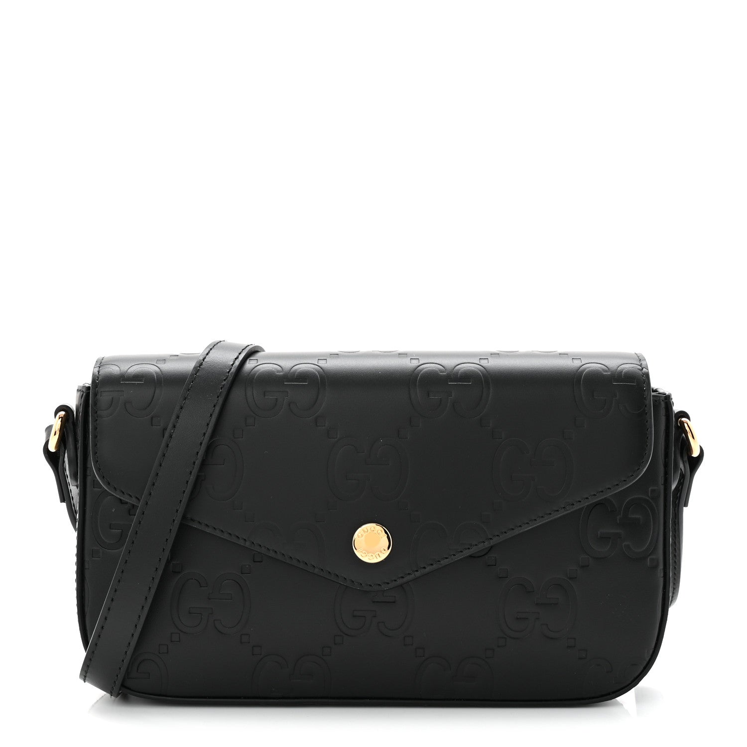 Gucci Gilbert Calfskin GG Super Mini Shoulder Bag Black