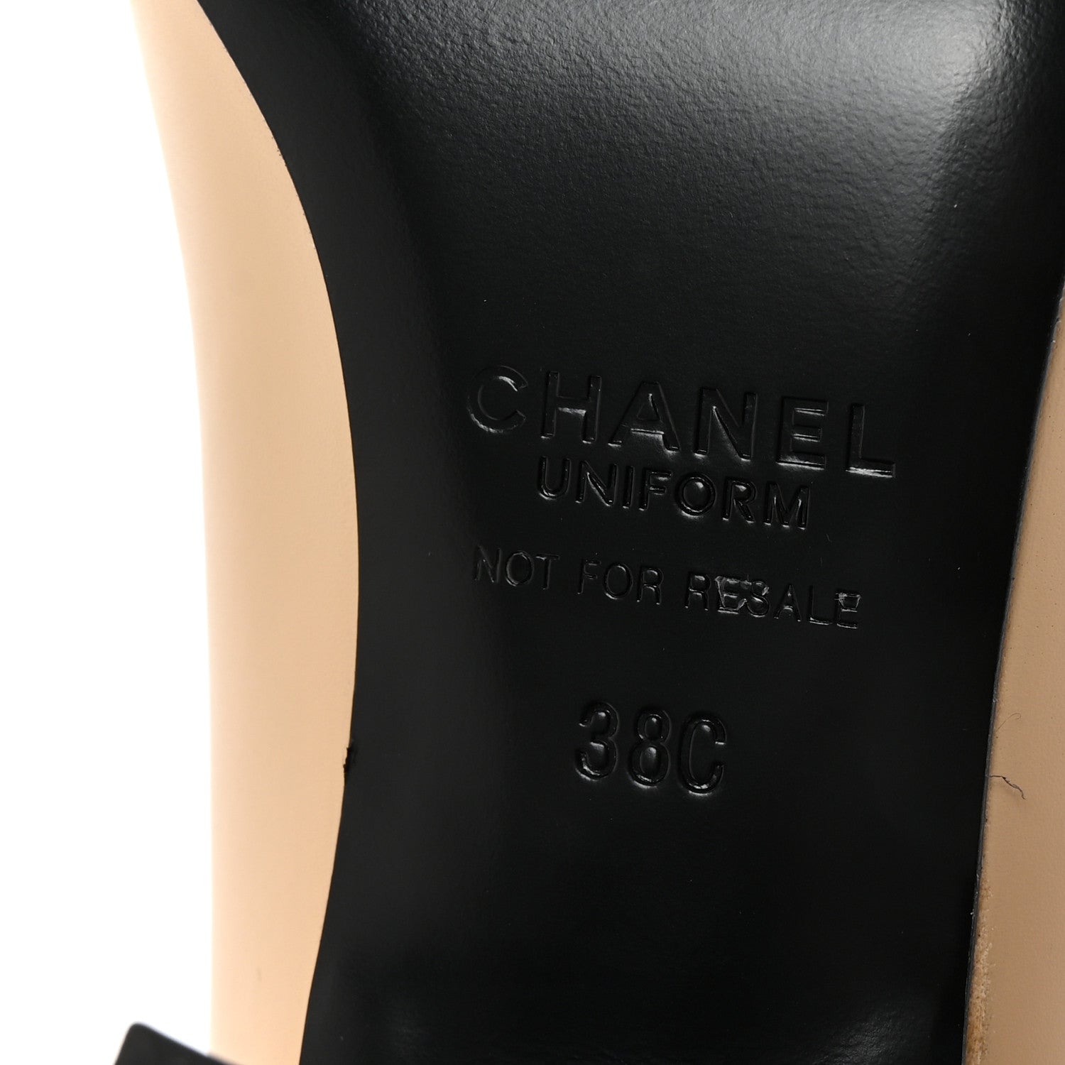 Lambskin Cap Toe CC Uniform Pumps 38 Beige Black