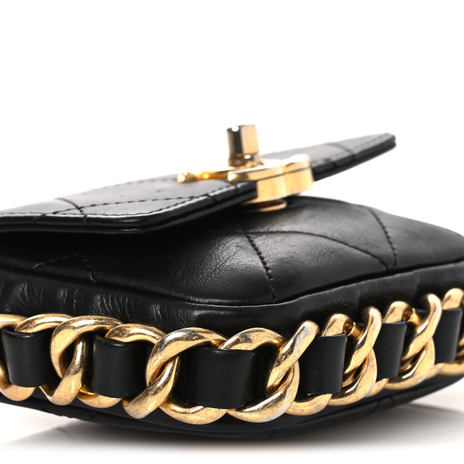 Chanel Calfskin Quilted Mini Framing Chain Bag Black