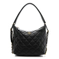 Chanel Lambskin Quilted Maxi Hobo Black