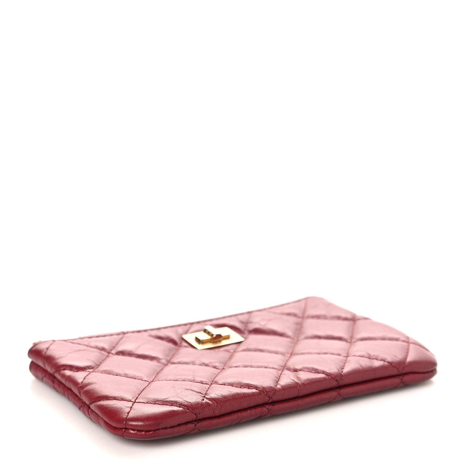 Aged Calfskin Quilted Small Reissue Cosmetic Case Red