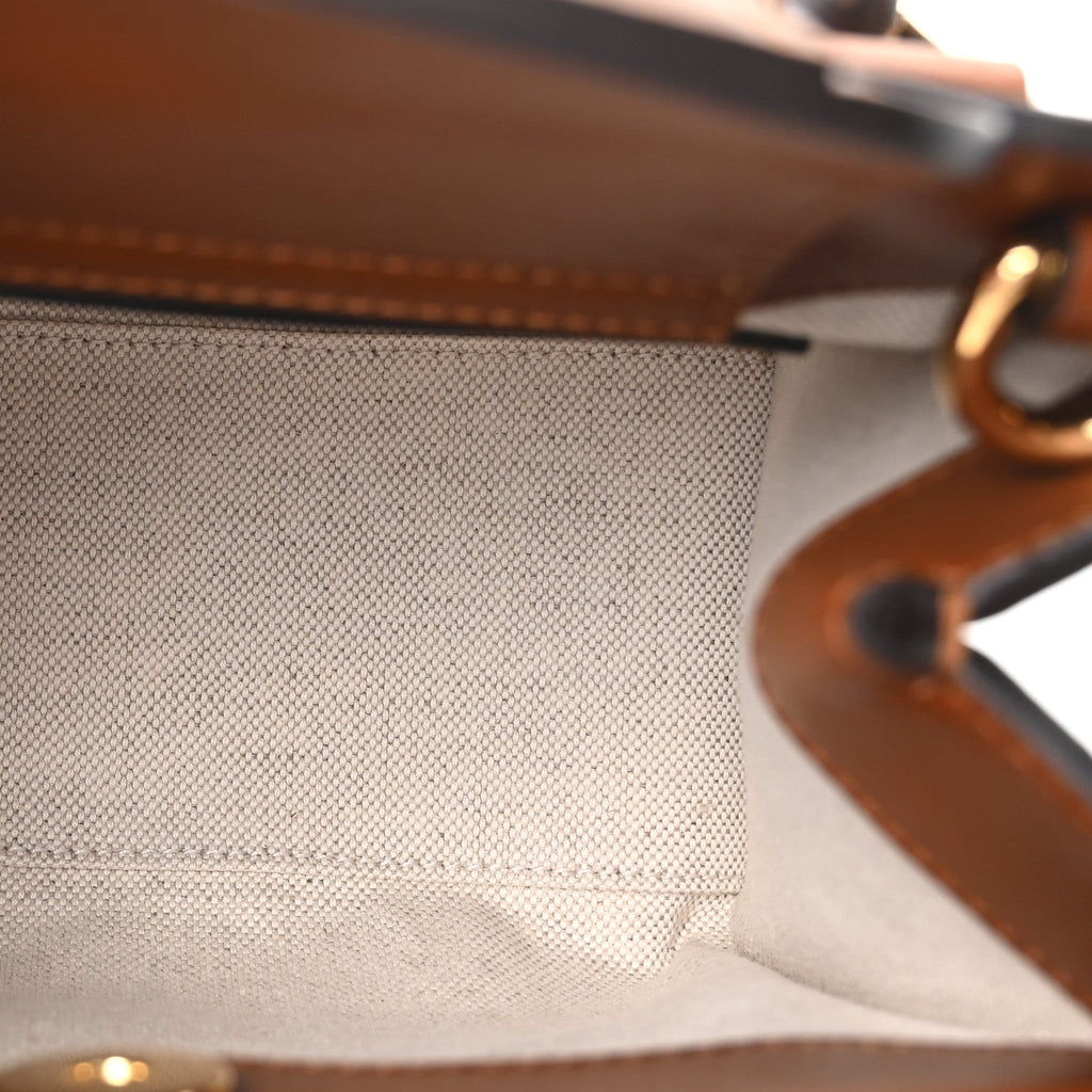 Gucci New Canvas Charisma Calfskin Crystal GG Monogram Mini Diana Tote Bag Camel Ebony