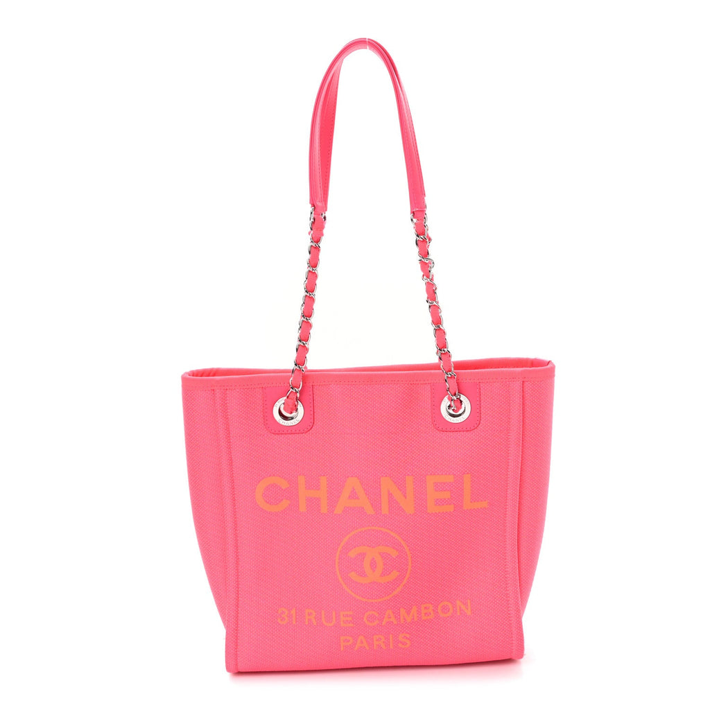 Chanel Canvas Mini Deauville Tote Pink Orange