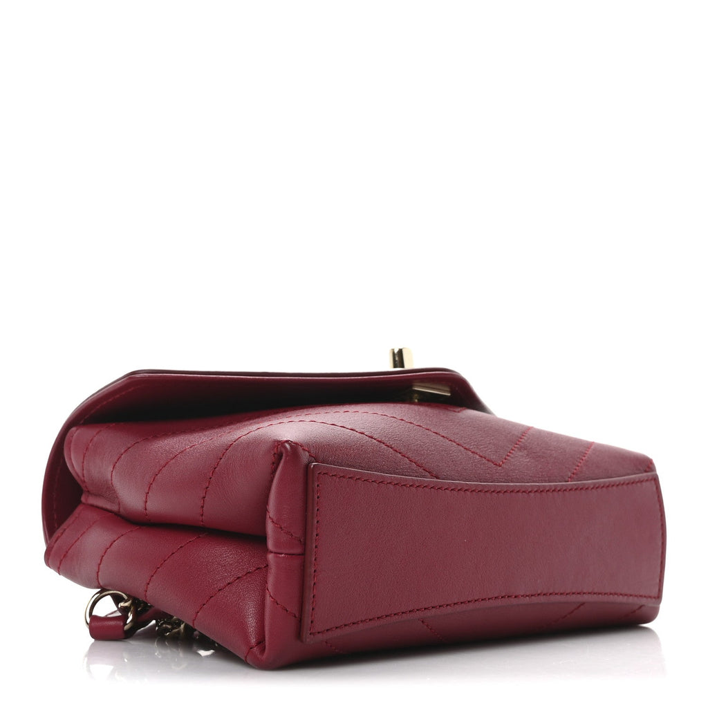 Chanel Calfskin Chevron Stitched Coco Waist Bag Red